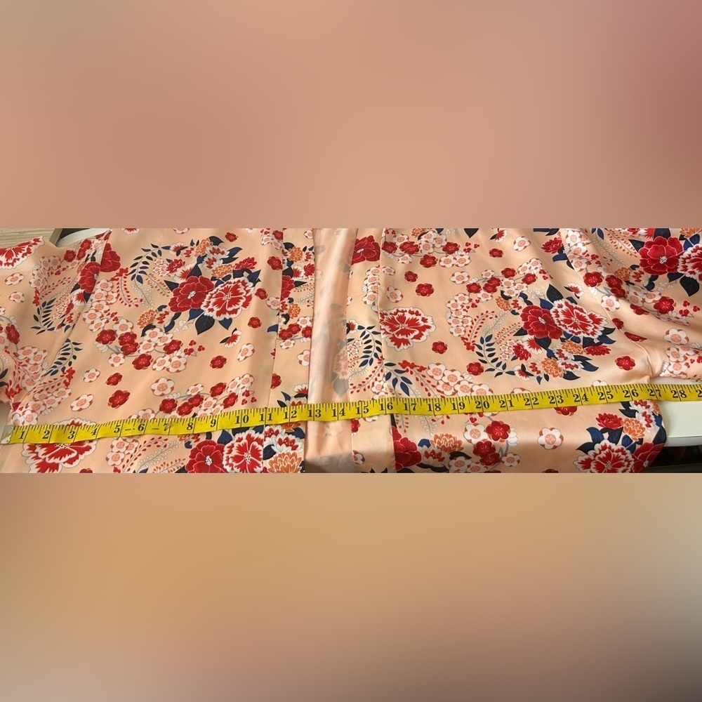 NWOT VIOLET+CLAIRE PEACH FLORAL KIMONO JACKET. STYLISH, POLISHED, GORGEOUS Sz.L - Picture 8 of 8